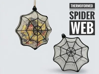 Recipiente de doces em teia de aranha termoconformada
