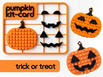Cartão de kit de abóbora – tijolos compatíveis com Halloween